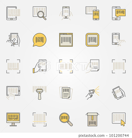 Barcode colorful vector icons set 101200744
