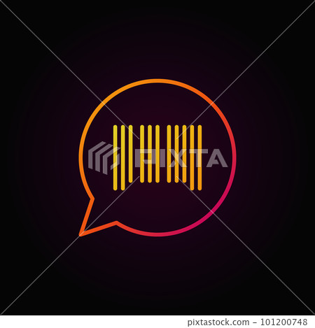 Barcode in speech bubble colorful line icon on dark background Barcode in speech bubble colorful line icon on dark background 101200748