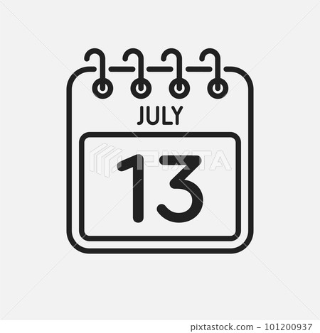 Icon page calendar day - 13 July Icon page calendar day - 13 July 101200937