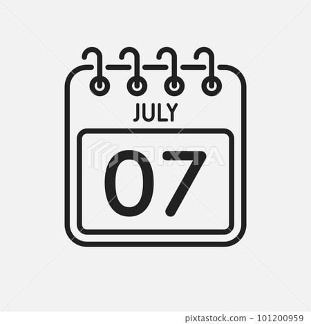 Icon page calendar day - 7 July Icon page calendar day - 7 July 101200959