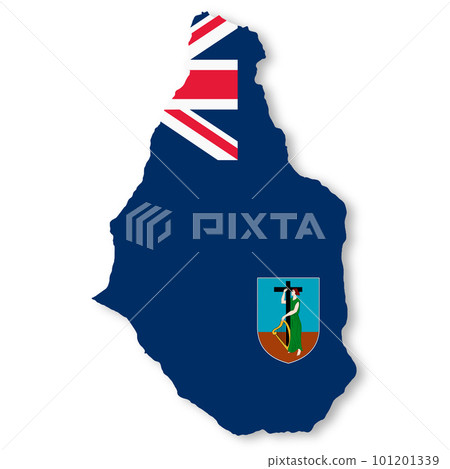 Montserrat flag map on white background with clipping path 3d illustration 101201339