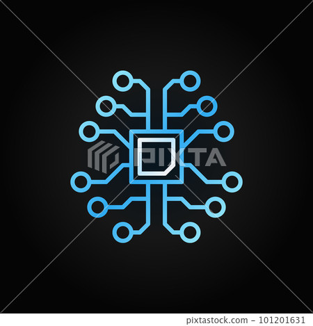AI brain with chip creative outline icon on dark background AI brain with chip creative outline icon on dark background 101201631
