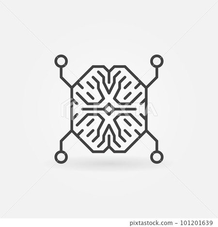 AI Digital brain outline vector concept minimal icon AI Digital brain outline vector concept minimal icon 101201639