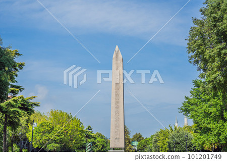 View of Obelisk of Theodosius is the Ancient Egyptian obelisk of Pharaoh Thutmose III places in the Hippodrome of Constantinople, Turkey. Theodosius Dikilitasi View of Obelisk of Theodosius is the Ancient Egyptian obelisk of Pharaoh Thutmose III places in the Hippodrome of Constantinople, Turkey. Theodosius Dikilitasi 101201749