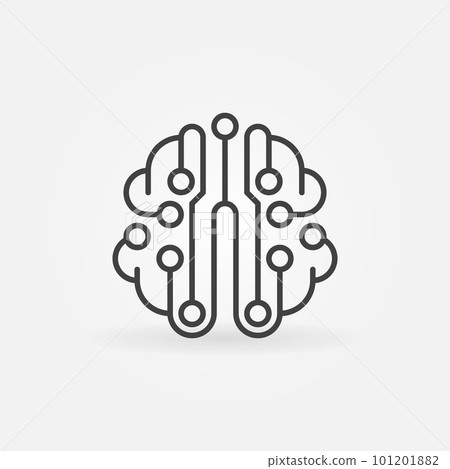 Circuit board brain simple vector outline icon 101201882