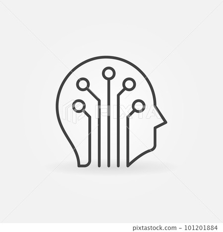 Circuit board head vector icon in thin line style 101201884