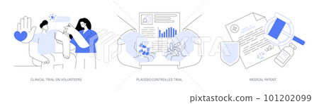 Clinical research abstract concept vector illustrations. 101202099