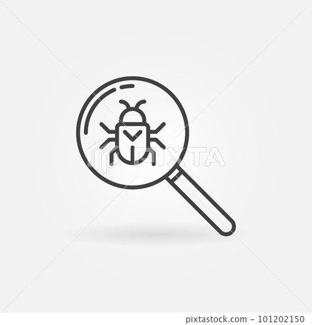 Bug in Magnifier vector concept icon in thin line style Bug in Magnifier vector concept icon in thin line style 101202150