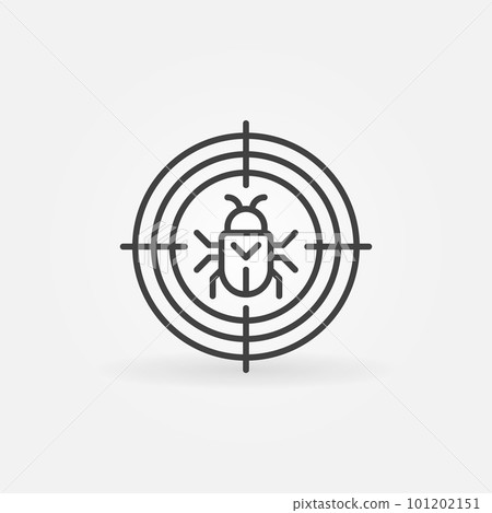Bug in Target vector Virus or Malware concept outline icon 101202151
