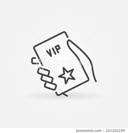 Hand with VIP card vector outline icon Hand with VIP card vector outline icon 101202294