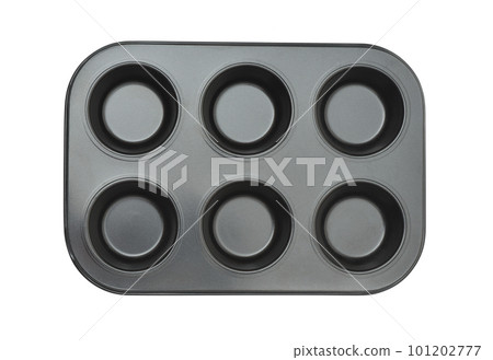 Top view of empty non-stick muffin baking tray Top view of empty non-stick muffin baking tray 101202777