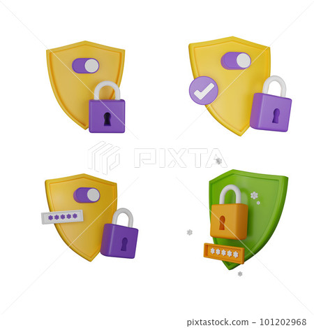 3D shield secure icon 101202968