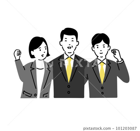 Men and women in suits shoulder to shoulder, business team illustration, vector Men and women in suits shoulder to shoulder, business team illustration, vector 101203087