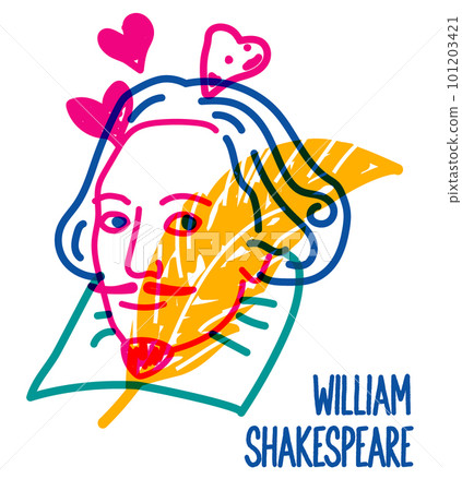 Line illustration of famous poet, william Shakespeare,  101203421