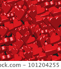 Red 3D Hearts on Gray Seamless Pattern 101204255