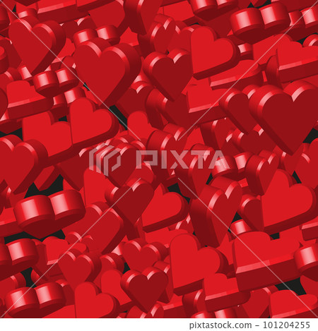 Red 3D Hearts on Gray Seamless Pattern 101204255