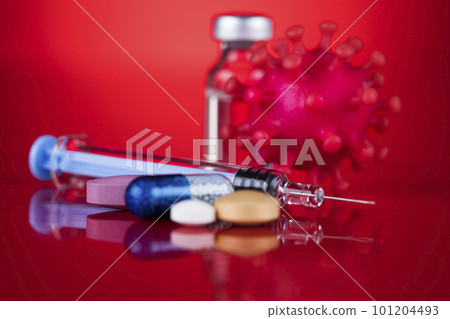 Pandemic medical health risk concept, corona virus 101204493