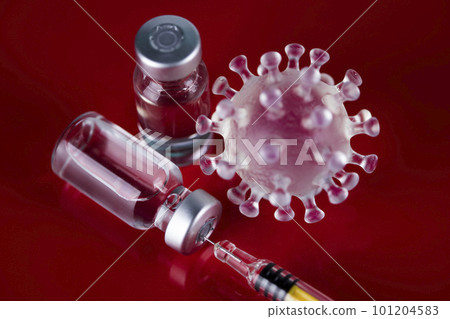 Close up medical syringe with a vaccine Close up medical syringe with a vaccine 101204583