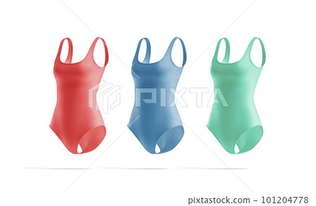 Blank colored one-piece swimsuit mockup, side view 101204778