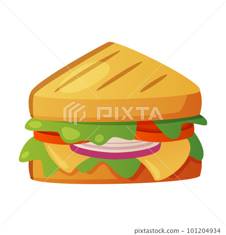 Sandwich with Toasted Bread with Vegetables as Fast Food Lunch Vector Illustration Sandwich with Toasted Bread with Vegetables as Fast Food Lunch Vector Illustration 101204934