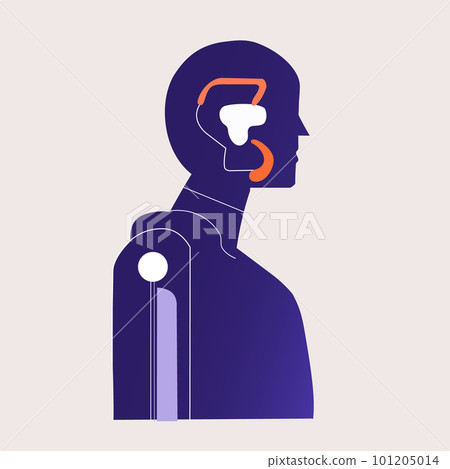 Vector illustration of a robot. artificial intelligence Chat bot human helper. Vector illustration of a robot. artificial intelligence Chat bot human helper. 101205014