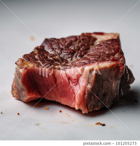 Appetizing fresh tasty steak with blood, lightly fried, isolated on white close-up, great dish for dinner Appetizing fresh tasty steak with blood, lightly fried, isolated on white close-up, great dish for dinner 101205273