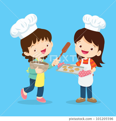 cute little chef kids bake cookies 101205596