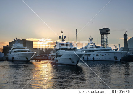 Luxury yachts moored in the port. Lifestyle, vacation concept Luxury yachts moored in the port. Lifestyle, vacation concept 101205676