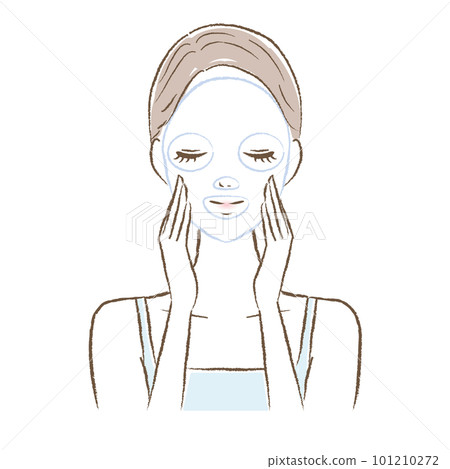 Illustration of a woman doing a face pack Illustration of a woman doing a face pack 101210272