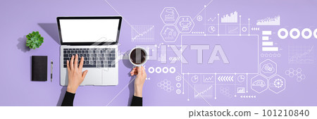 Industry 4.0 theme with person using laptop computer Industry 4.0 theme with person using laptop computer 101210840