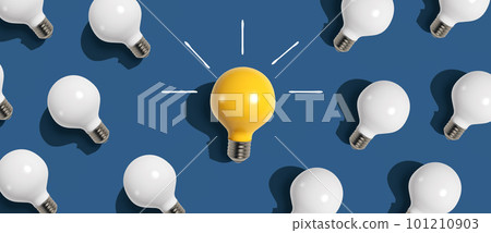 One out unique idea light bulb - Flat lay 101210903