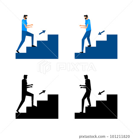 Man walking stairs, up and down movement. Emergency evacuation Man walking stairs, up and down movement. Emergency evacuation 101211820