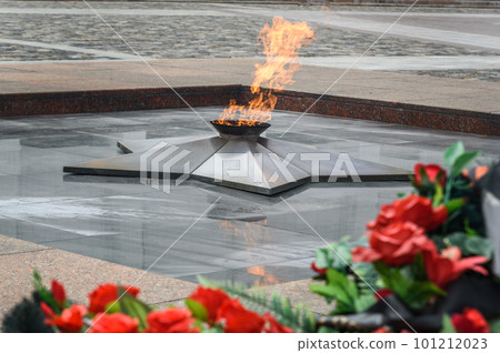 Eternal Flame in Poklonnaya Hill, Victory Park, Museum of the Great Patriotic War in Moscow. Russia 101212023