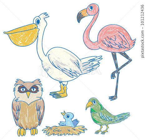 Simple children scribble of birds Simple children scribble of birds 101212436