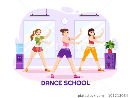 Dance School Illustration of People Dancing or Choreography with Music Equipment in Studio in Flat Cartoon Hand Drawn Landing Page Templates 101213084