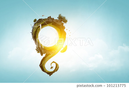 Green sphere landscape with grass and clear water 101213775