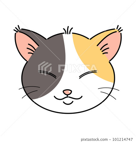 Illustration of a calico cat face with sleepy eyes Illustration of a calico cat face with sleepy eyes 101214747