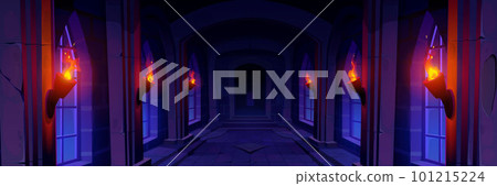 Medieval stone castle game background at night 101215224