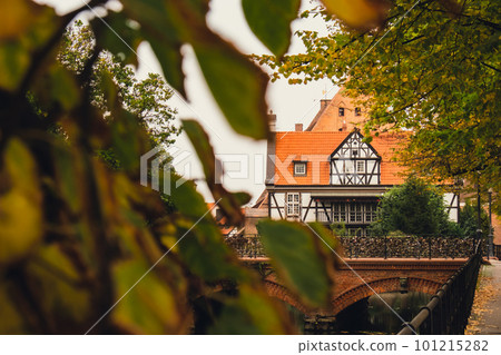 Ancient architecture of old town in Gdansk Poland. Beautiful and colorful old houses historical part of downtown. Travel destination 101215282