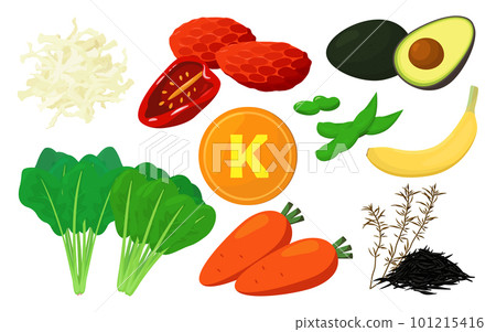 含鉀食物的矢量圖解。 101215416