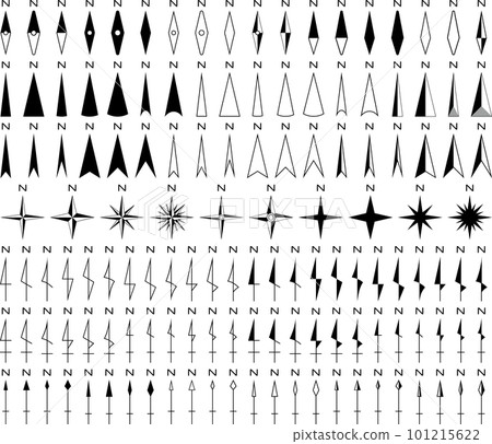 A set of monochrome direction icons and compasses (direction magnets) A set of monochrome direction icons and compasses (direction magnets) 101215622