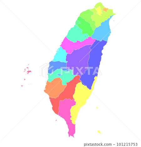 台灣地圖彩色圖標 台灣地圖彩色圖標 101215753