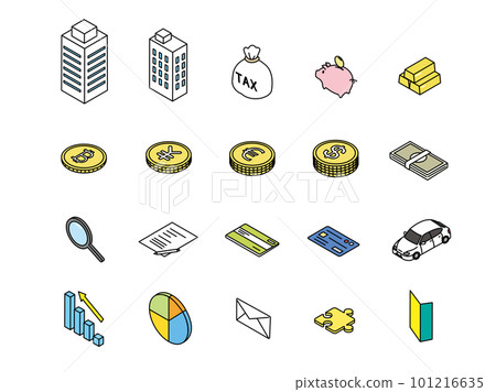 Money, finance-related icon set isometric 101216635