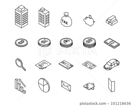 貨幣、金融相關圖標集等距 貨幣、金融相關圖標集等距 101216636