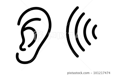 聲波到達耳朵的圖像圖標(聽到聲音) 聲波到達耳朵的圖像圖標(聽到聲音) 101217474