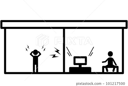 遭受隔壁噪音傷害的人的圖像圖標 101217500