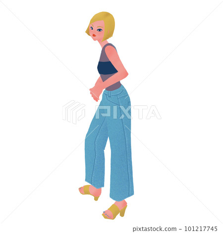 denim fashion blond woman illustration denim fashion blond woman illustration 101217745