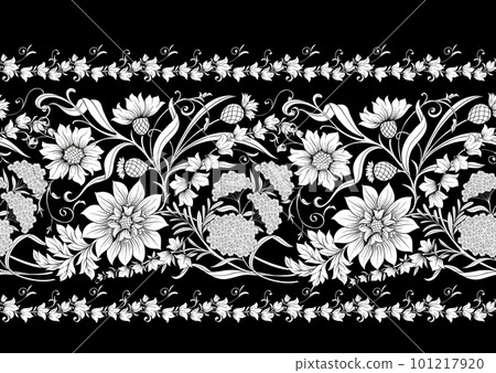 Decorative flowers and leaves in art nouveau style 101217920