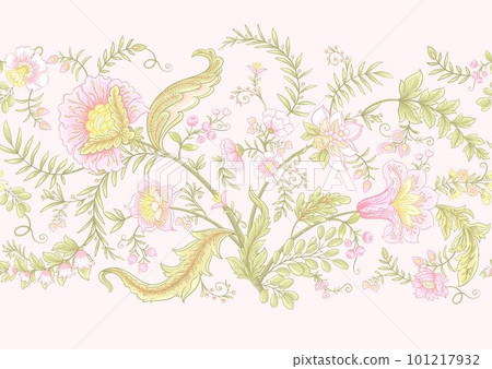 Fantasy flowers in retro, vintage, jacobean embroidery style. Fantasy flowers in retro, vintage, jacobean embroidery style. 101217932