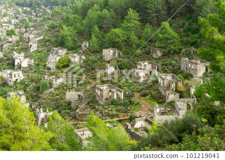 Abandoned Greek village in Turkey. Stone houses and ruins of Fethiye Kayakoy. Abandoned Greek village in Turkey. Stone houses and ruins of Fethiye Kayakoy. 101219041